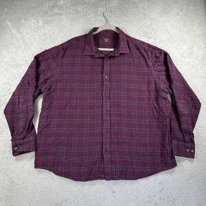 Untuckit Shirt Mens XXXL Maroon Blue‎ Plaid Barry Flannel Long Sleeve Cabincore